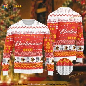 Xmas Drink Lover Gifts, Budweiser Beer Ugly Christmas Sweater