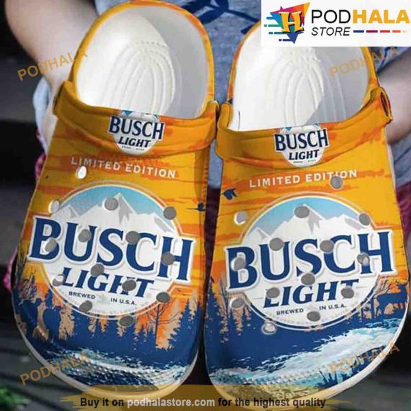 Yellow Busch Light Beer 3D Funny Crocs