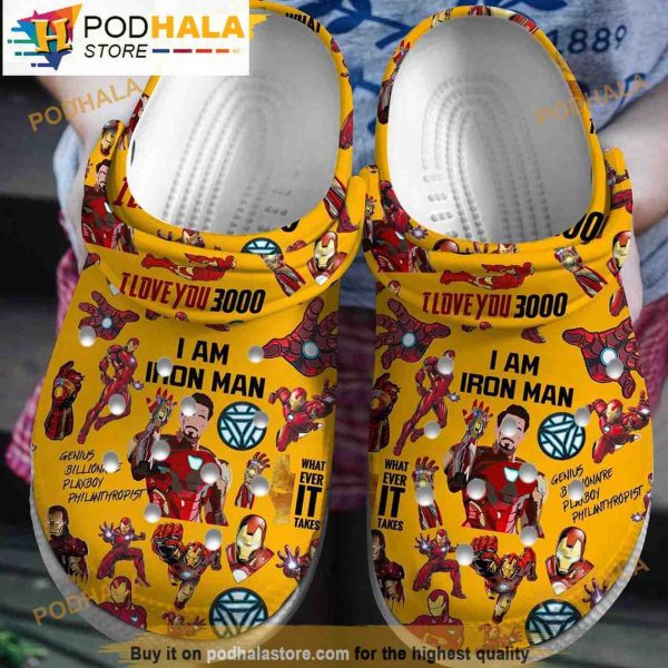 Yellow Iron Man Movie 3D Funny Crocs Slippers