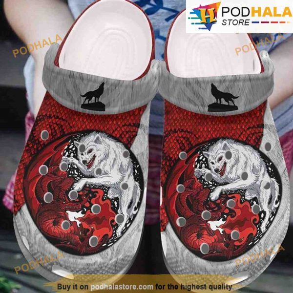 Yin Yang Pattern Wolf 3D Funny Crocs