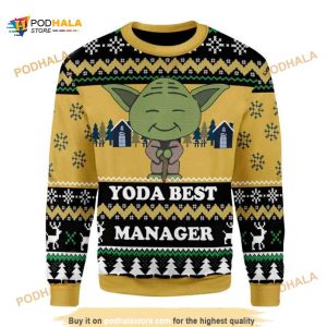 Yoda Best Manager Christmas Ugly Wool Sweater