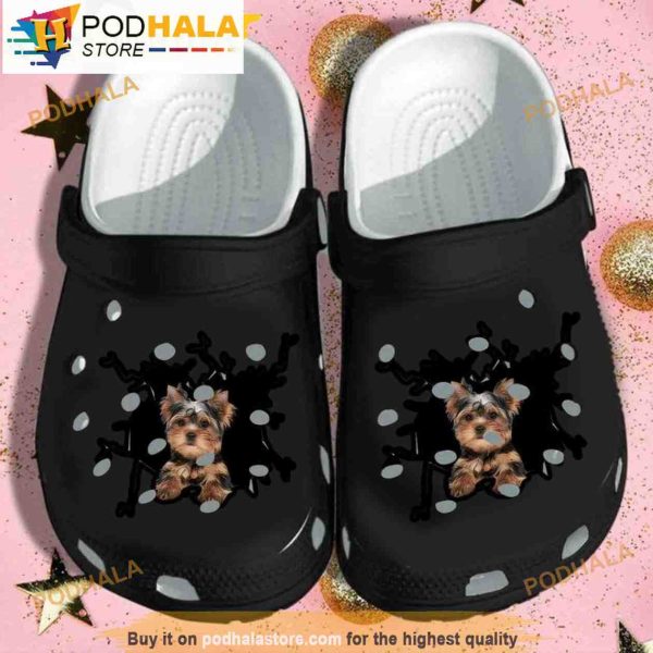 Yorkshire Terrier Wall Broken Dog 3D Funny Crocs