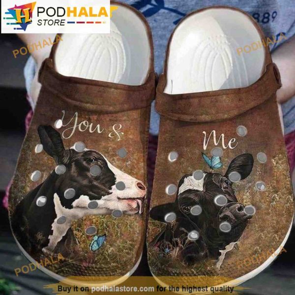 You And Me Cow Couple Farm 3D Funny Crocs