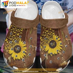 You Are Sunshine Butterflies Sunflower Leather Zipper Croc Birthday 3D Funny Crocs Clog Shoes