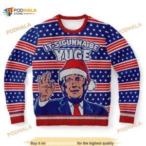 Yuge Trump Ugly Christmas Wool Sweater