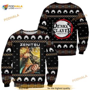 Zenitsu Agatsuma Kimetsu Anime Xmas Clothes Funny Ugly Christmas Sweater
