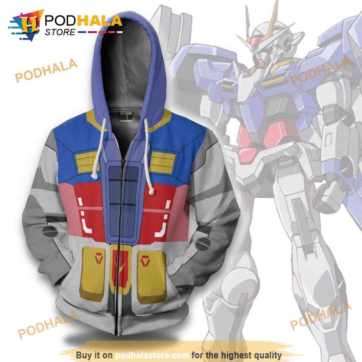 Mobile Suit Gundam Camouflage Zip Hoodie, GUNDAM