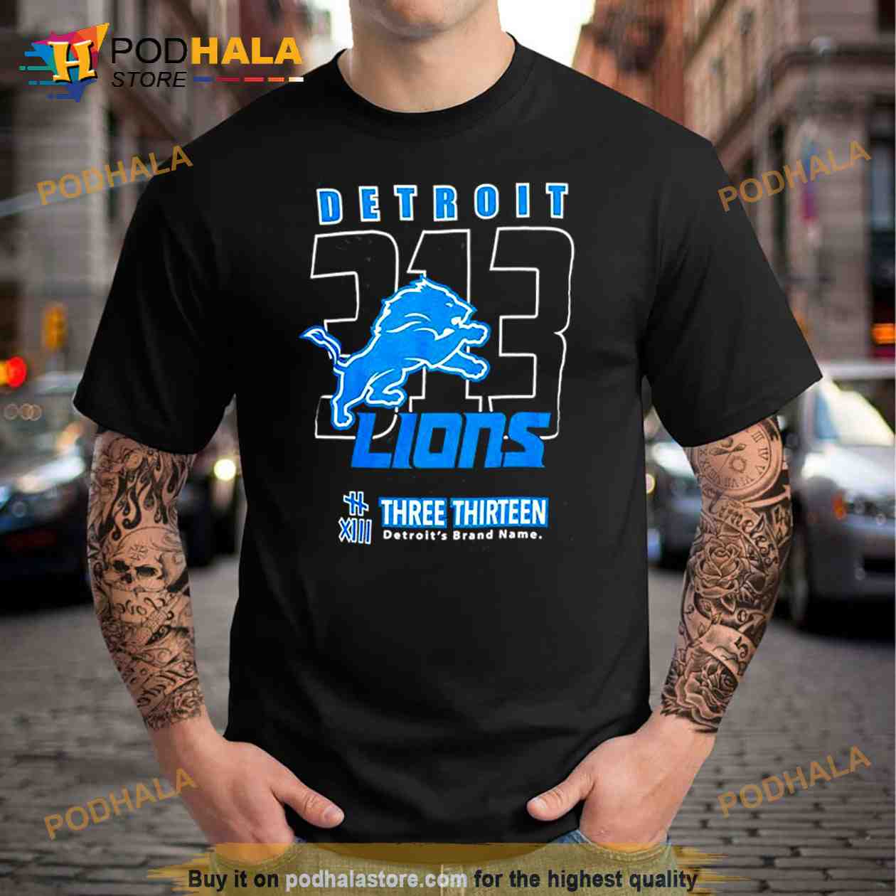 Men's Three Thirteen White Detroit Lions Area Code T-Shirt