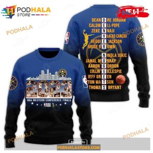 2023 NBA Denver Nuggets Western Conference Finals Champions Gradient Sweatshirt 3D Hoodie 2