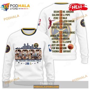 2023 NBA Denver Nuggets Western Conference Finals Champions White Sweatshirt 3D Hoodie 2