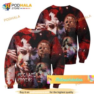 3D Michael Myers Hoodie Halloween Michael Myers Shirt 3D Horror Movie Zip Hoodie 3