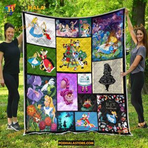 Alice In Wonderland Characters Quilt Blanket