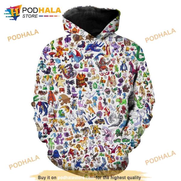 All Pokemon All The Pokemon 3D Hoodie Sweatshirt