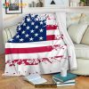 American Flag Fleece Blanket, USA Quilt For Women Men
