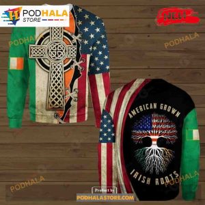 American Grown Irish Roots Jesus Over Printed Sweatshirt 3D Hoodie 2