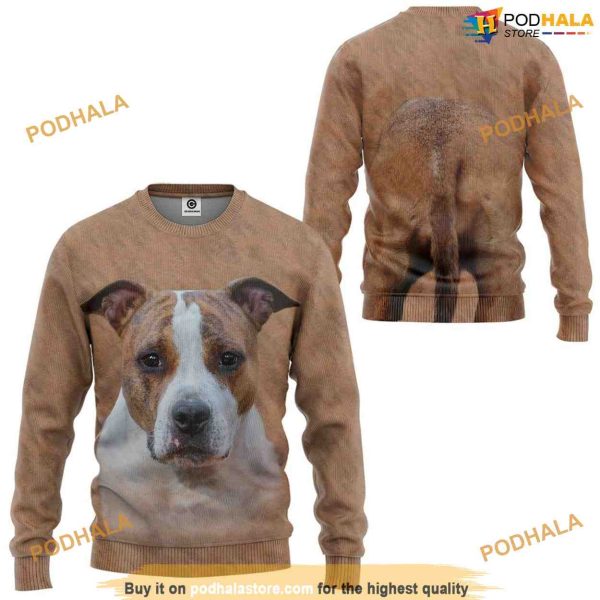 American Staffordshire Terrier Dog All Over Printed 3D Hoodie Sweatshirt