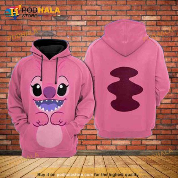 Angel All Over Printed 3D Hoodie Sweatshirt, Lilo And Stitch