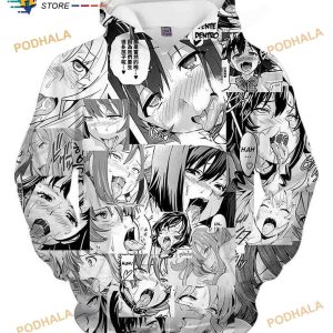 Anime Ahegao Hentai Face Hd AOP 3D Hoodie, Sweatshirt, Shirt