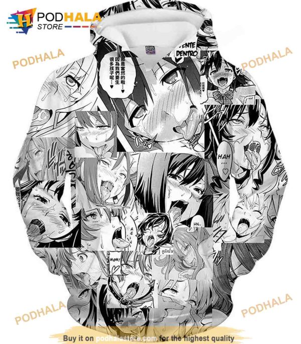 Anime Ahegao Hentai Face Hd AOP 3D Hoodie, Sweatshirt, Shirt