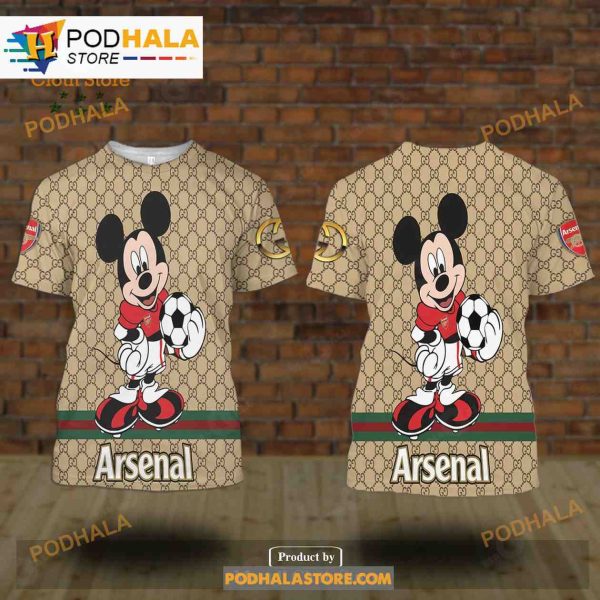 Arsenal Gucci Mickey Mixing Trending Style Sweatshirt 3D Hoodie LIMITED EDITION