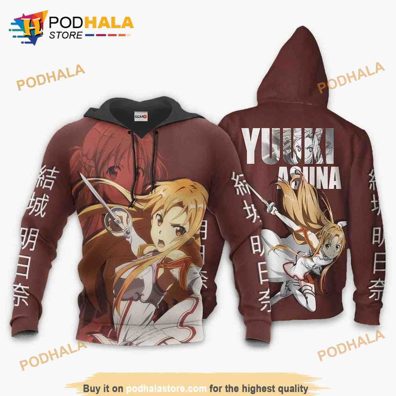 Asuna Yuuki Anime Manga Sword Art Online 3D Hoodie Podhalastore