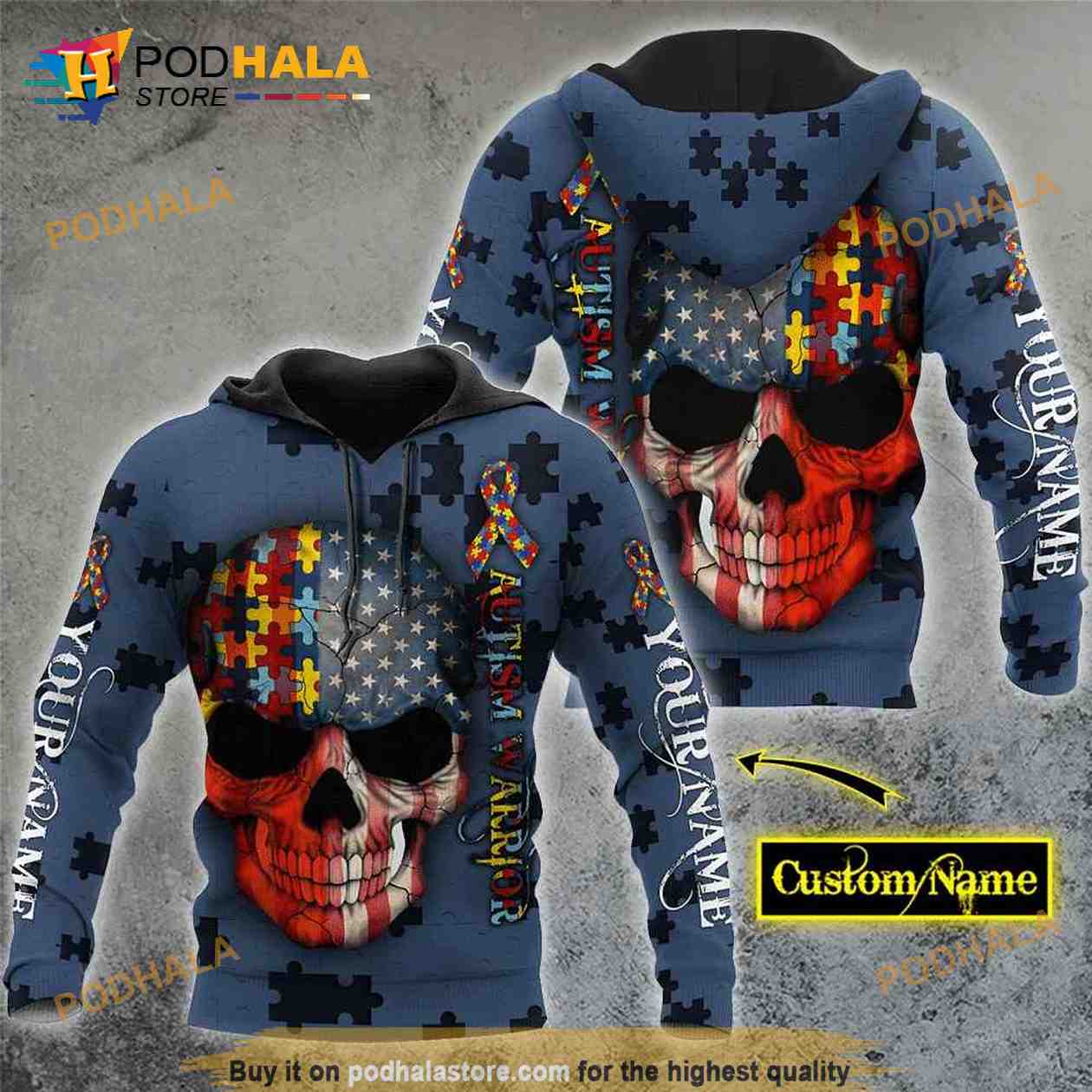 Autism Awareness Custom Name 3D Hoodie Autism Awareness Custom Name 3D Hoodie