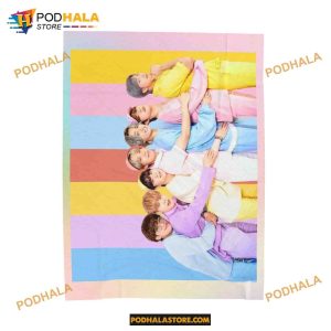 BTS OT7 Festa Photo Blanket, Colorful Bangtan Blanket