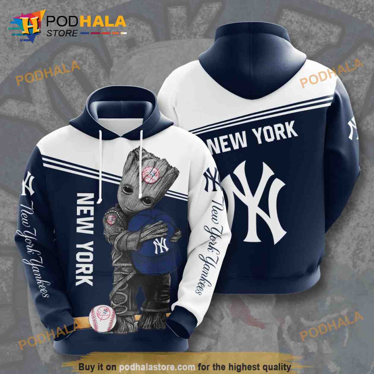 Baby Groot New York Yankees 3D Hoodie Shirt Sweatshirt - Bring