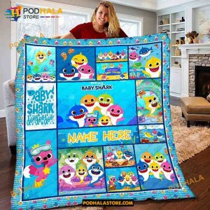 Baby Shark Fleece Blanket, Baby Shark Birthday Kid Gift