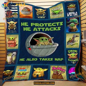 Baby Yoda Star Wars Quilt, Baby Yoda Fleece Blanket