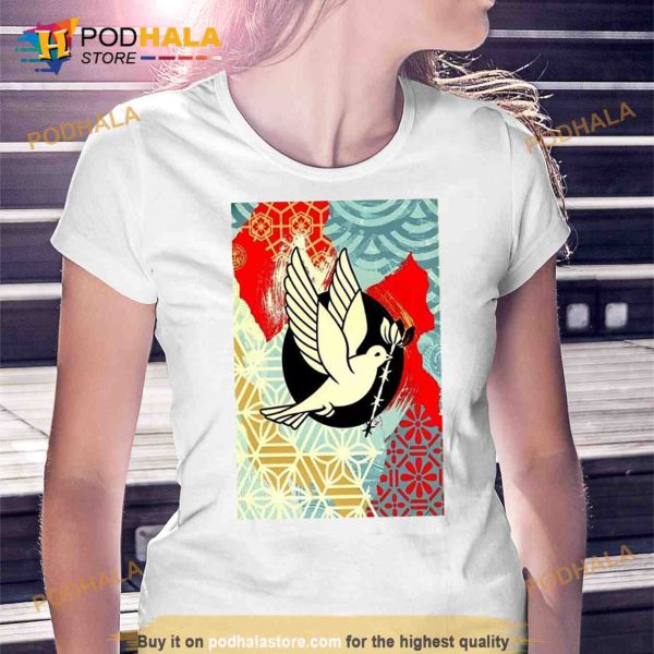 Barb Wire Dove Collage Poster Shirt