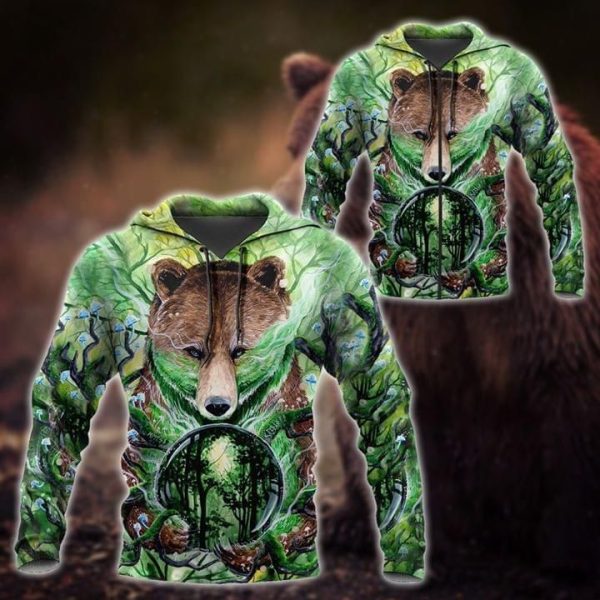 Bear Grumpy In Forest Full Printing 3D Hoodie Sweatshirt