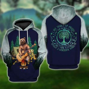 Bear Guitar I See Trees Of Green Camping 3D Hoodie Sweatshirt