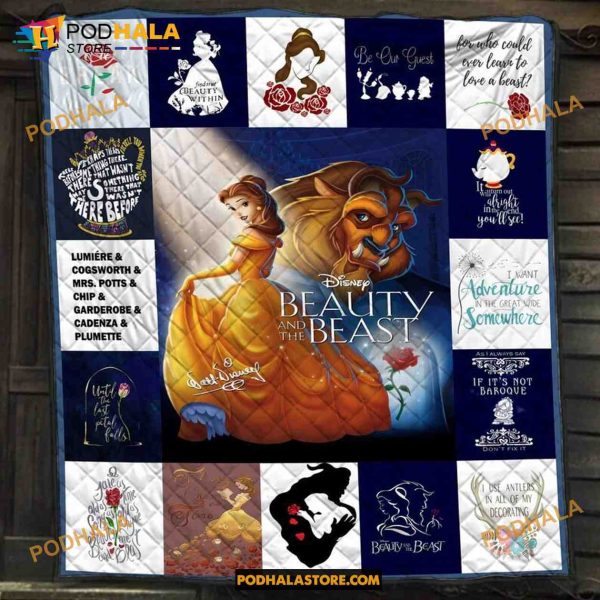 Beauty And The Beast Cartoon Movie Quilt, Princess Disney Blanket, Belle Princess Lovers Gift
