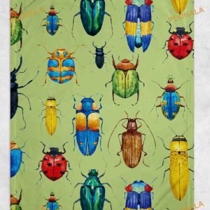 Beetle Fleece Blanket in Green Summer Field