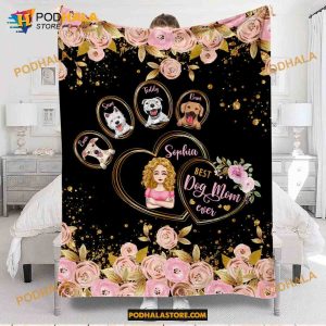 Best Dog Mom Ever - Personalized Christmas Day Dog Fleece Blanket