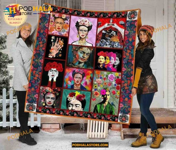 Best Gift Beautiful Frida Kahlo Fleece Blanket, Frida Kahlo Blanket