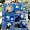 Black Cat And Moon Halloween Fleece Blanket, Quilt