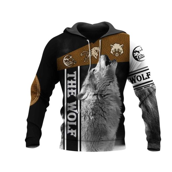 Black Howling Wolf Native American 3D Hoodie Sweatshirt