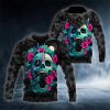 Blue Flower Skull 3D Hoodie Sweatshirt
