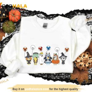 Bluey Halloween Costume with Horror Mickey Baloon Shirt, Matching Family Disney TShirt