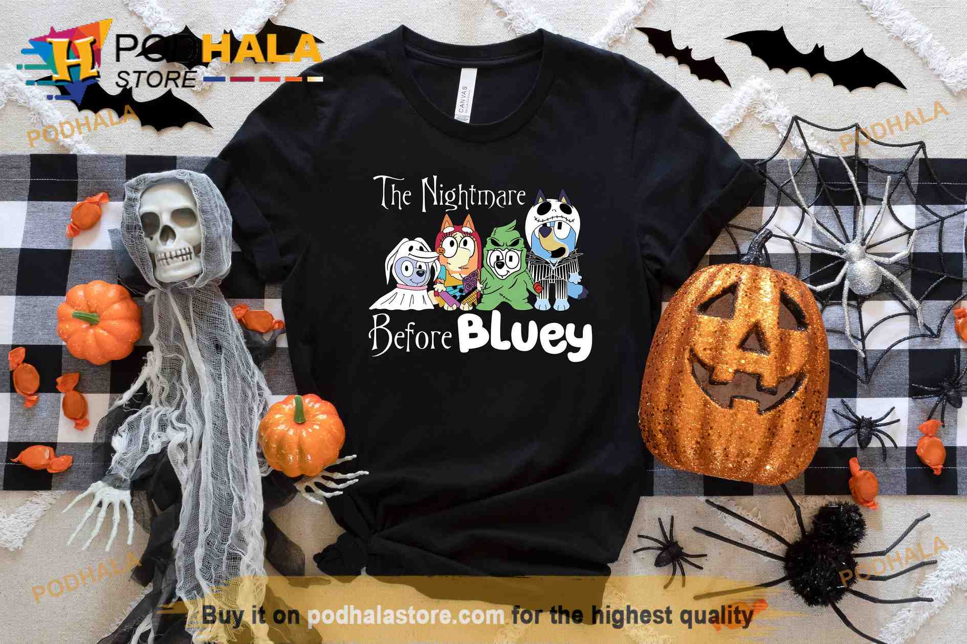 shirtinabox The Nightmare Before Bluey Funny Bluey Halloween T-Shirt