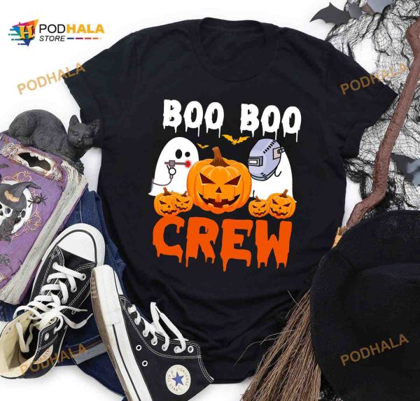 Boo Boo Crew White Ghost Costume Halloween Pumpkin Shirt Hoodie