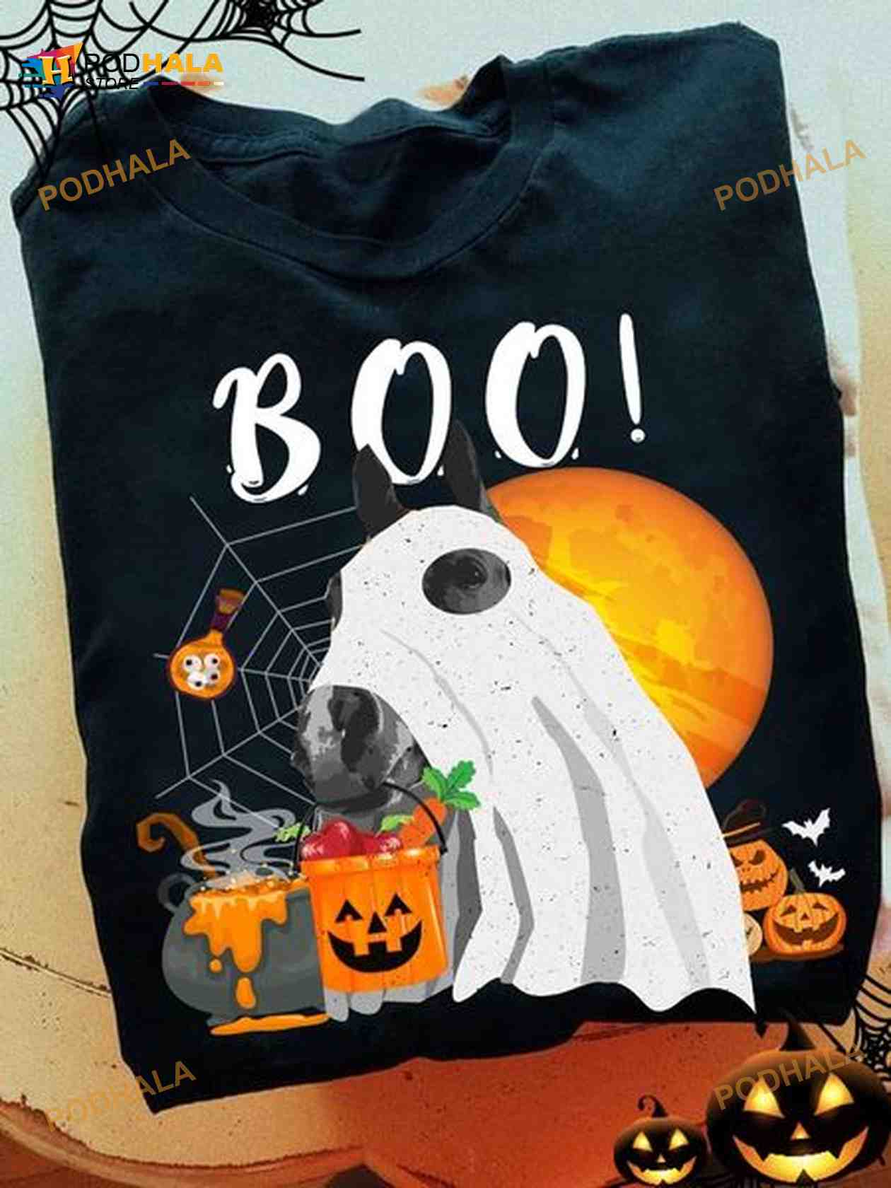 Boo Horse Ghost Red Moon Halloween Shirt