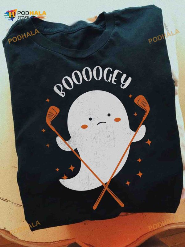 Booogey White Ghost Halloween Shirt, Halloween Gift For Golfers
