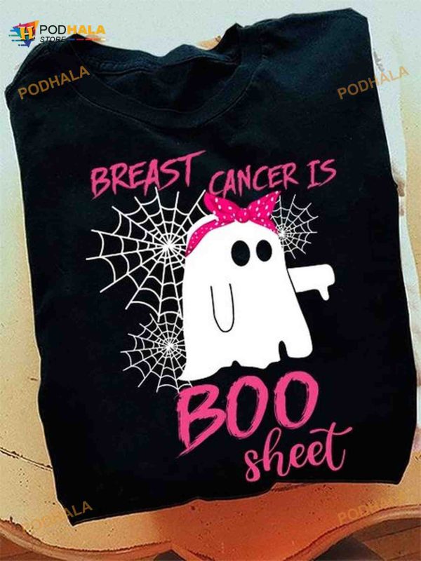 Breast Cancer Is Boo Sheet Pink Bandana Boo Spider Webs Halloween Shirt