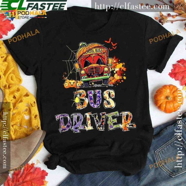 Bus Driver School Pumpkin Funny Halloween Shirt