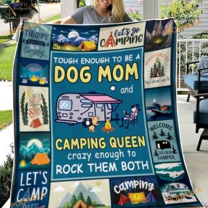 Camping Queen Dog Mom Fleece Blanket