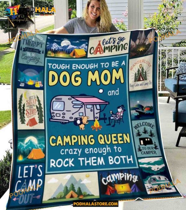 Camping Queen Dog Mom Fleece Blanket
