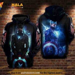 Captain America, Avengers, Marvel Over Print 3D Hoodie Sweatshirt